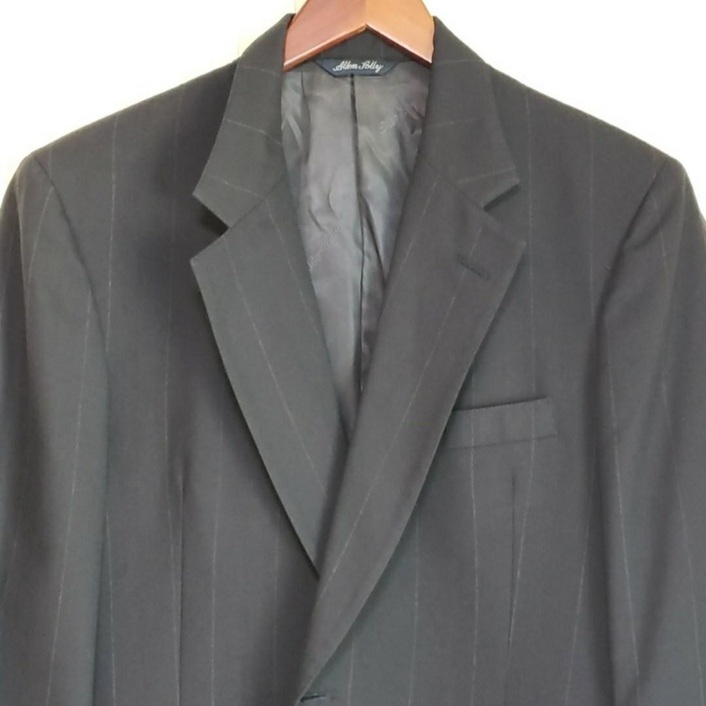 Vintage Allen Solly Suit Jacket Blazer Mens 42 Blue Pinstripe Wool Burdines